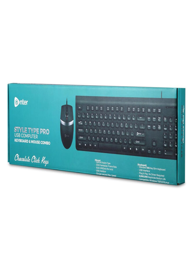 Enter Type Mate Pro Wired Keyboard and Mouse Combo Set
